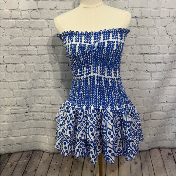 Blue and White Halter Dress - Picture 5 of 6